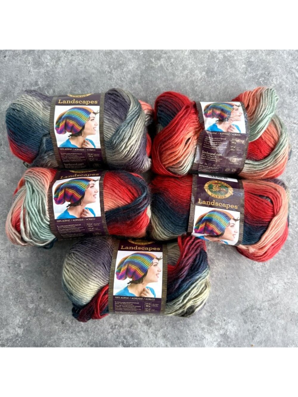 Lion Brand Landscapes Yarn HARVEST MOON 3.5 oz 147 yd 100% Acrylic Lot Of 5 NEW